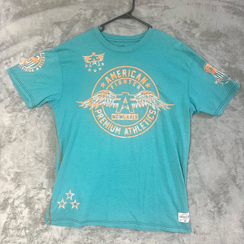 American Fighter by Affliction Men’s XL Teal Graphic T-Shirt Biker Streetwear